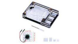 110061134, Black and Transparent Case with Fan for Raspberry Pi 4B, Seeed
