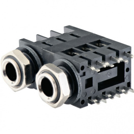 ACJS-MHD, Гнездо; Jack 6,35мм; "мама"; stereo; угловой 90°; на панель; THT, Amphenol