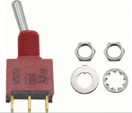 RND 210-00456, Miniature Toggle Switch, On-None-On, Soldering Lugs, RND Components