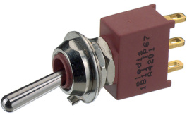 1B14-NF1STAE-Z, Miniature Toggle Switch, (On)-Off-(On), Soldering Lugs, Eledis