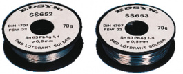 F-SW32 70G 0.80MM, Solder wire Sn63/Pb35.6/Ag1.4 70 g 0.80 mm, Edsyn