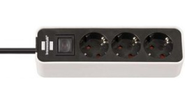 1153230020, Outlet Strip 3 Schuko Type F Black CEE 7/4, Brennenstuhl