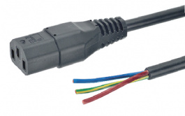 6900-16.60, 3-штырьковый кабель устройства, открытый со стороны сети питания C13-Разъем разомкнут, 2.5 m, Feller Aut