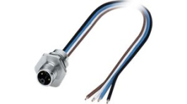 1425586, M12 Front Mounting Panel Plug, 4 Poles, L-Coded, Assembled with Wires, Phoenix Contact