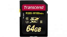 TS64GSD2U3, SD Memory Card 64 GB, 285 MB/s, 180 MB/s, Transcend