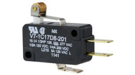 V7-1C17D8-201, Микропереключатель SNAP ACTION; с роликом; SPDT; 15A/250ВAC, Honeywell