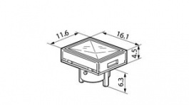 AT4134JB, Switch Cap 11.6 mm 16.1 mm 4.5 mm, NKK Switches (NIKKAI, Nihon)