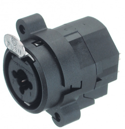 NCJ9FI-H, XLR Panel-mount female receptacle 3 NCJ Horizontal / PCB Mou, Neutrik