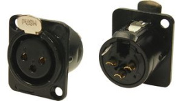 FC61900, Гнездо; XLR; "мама"; PIN: 3; пайка; позолота; черный; металл, Cliff