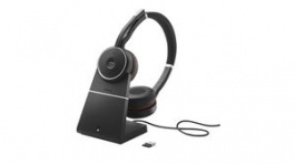 7599-838-199, Headset, Evolve 75, Stereo, On-Ear, 20kHz, Bluetooth, Black / Red, Jabra