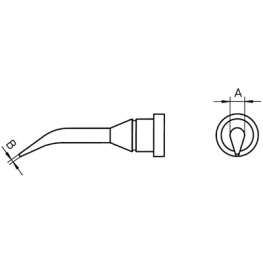 LT 1SLX, Soldering Tip Round shape, bent 30°, narrow 0.4 mm x 0.4 mm, Weller
