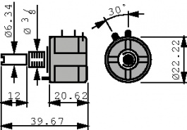 3590S-2-202L, Wirewound Potentiometer, 2 kOhm, Soldering lugs, Bourns