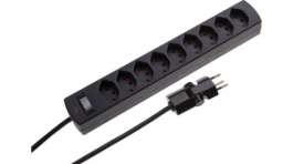 114972, Outlet strip with switch & clip-clap, 9xJ (T13), Black, Max Hauri