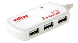 12.04.1085, USB Hub with Repeater, USB 2.0, USB A Plug, White, Roline
