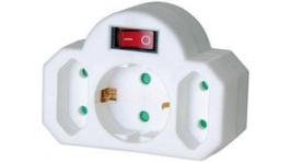 1508100, Branch Plug 3x Type C (CEE 7/16)/DE Type F (CEE 7/3) Socket - DE Type F Plug 250V White, Brennenstuhl