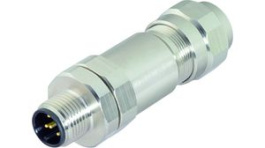 99 3729 995 04, M12 Straight Cable Plug, CAT5, Poles 4, D-Coded, Screw Clamp, Binder