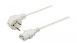 RND 465-00940, Mains Cable Type F (CEE 7/4) - IEC 60320 C13 2m White, RND Connect
