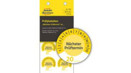 7905 [80 шт], Safety Label, Round, Black on Yellow, Vinyl, Inspection Date, 80pcs, Zweckform