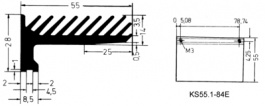 KS55.1-84E 5:M3, Heat sink 84 mm 4.1 K/W @ 20 W black anodised, Austerlitz