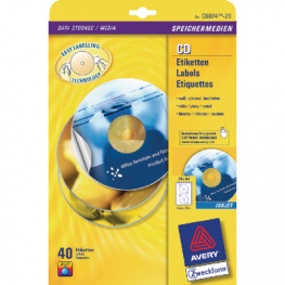 C6074-20, CD Labels Classic Size, diam.117 mm, 40 pieces, White, Zweckform