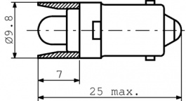 OD-W01BA9R-230BR, СИД-индикаторная лампа BA9s 220...240 VAC, Oshino Lamps