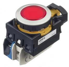 CW4L-M1E01QM4R, Illuminated Pushbutton Switch, 10 A, 230 VAC, IDEC
