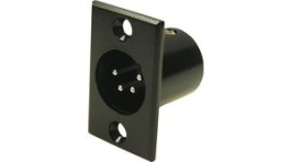 FC6126, Гнездо; XLR; "папа"; PIN:4; на панель, винтами; пайка; черный, Cliff