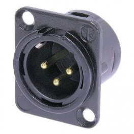 NC3MD-L-B-1, XLR Panel-mount male receptacle 3 Poles DL Soldering Connection Black, Neutrik