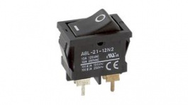 A8L-21-12N2, Rocker Switch, 2NO, ON-OFF, IP40, Black, Omron