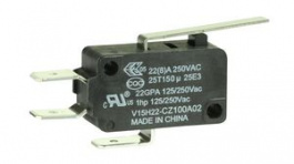 V15H22-CZ100A02, Микропереключатель; с рычагом; SPDT; 22A/250ВAC; ON-(ON); 1; IP40, Honeywell