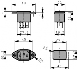 6162.0058, Разъем: питания AC; гнездо; "папа"; 10А; 250ВAC; IEC 60320; C14 (E), Schurter