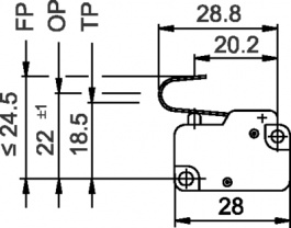 1006.1801, Micro switch 10 AAC Spring lever Snap-action switch 1 change-over (CO), Marquardt