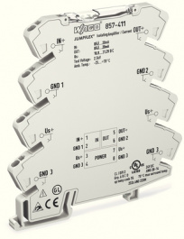 857-411, Преобразователь: разделитель сигналов/усилитель; DIN; 24ВDC, Wago