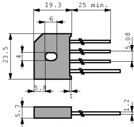 KBU6M, Диодный мост; плоские; 1000В; 6А, Diotec Semiconductor