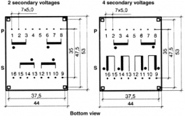 UI304 0178, PCB transformer 10 VA 4 x 9VAC, Hahn