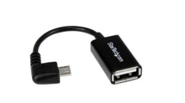 UUSBOTGRA, USB OTG Cable Right Angle USB Micro-A Plug - USB-A Socket 127mm USB 2.0 Black, StarTech.com