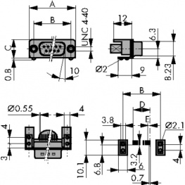 DTS 09 PYCSMD2 UN-TR, D-Sub plug SMD 9P, Deltron swiss