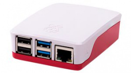 RASPBERRY-PI-4-CASE-RW, Raspberry Pi 4 Enclosure, Raspberry / White, Raspberry