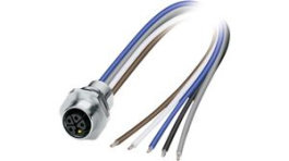 1415296, M12 Front Mounting Panel Socket, 5 Poles, L-Coded, Assembled with Wires, Phoenix Contact