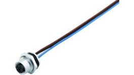 09 0632 120 04, M12 Panel Mount Socket, 4P, T-Coded, M16F, Wires, Binder