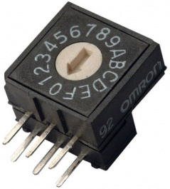 A6RV-162RF, Кодирующий переключатель; HEX/BCD; Положения:16; THT; Шаг:2,54мм, Omron