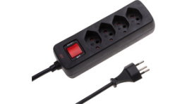 115004, Outlet strip, 1 Switch, 4xJ (T13), 1.5 m, CH/T12, black, Max Hauri