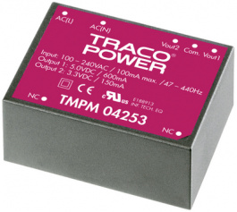 TMPM 04115, Преобразователь: AC/DC; 4Вт; Uвых:15ВDC; Iвых:267мА; 76%; 3000В, Traco Power