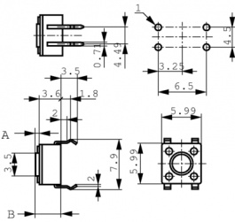 1825910-2, Переключатель: микропереключатель TACT; Пол: 2; SPST-NO; 100мОм, TE Connectivity