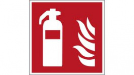 816879, ISO Safety Sign - Fire Extinguisher, Square, White on Red, Polyester, 1pcs, Brady