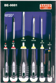 BE-9881, Набор: набор отверток; Кол-во шт:6; крестовая Phillips, плоская, Bahco