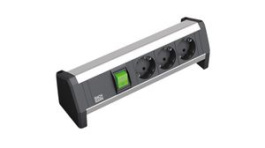 339.1001, Desk Outlet with Switch DESK 1 3x DE Type F (CEE 7/3) Socket - CEE 7/7 Plug 3m, Bachmann