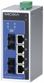 EDS-P206A-4POE-MM-ST, Switch 4x 10/100 PoE 2x 100FX ST/MM -, Moxa