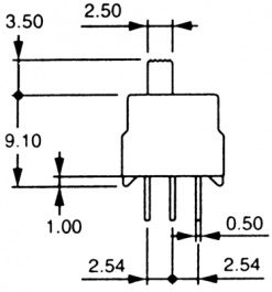 TG36P010000, Slide switch on-on 1P, APEM