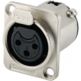 AC3FDZ, XLR, Receptacle, 3 Poles AC Soldering Connection Nickel - Plated, Amphenol